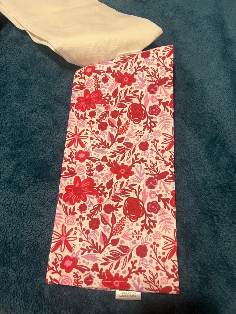 Home Is Where The Heart Is Kitchen Towel - Cream with Pink & Red Heart Motif